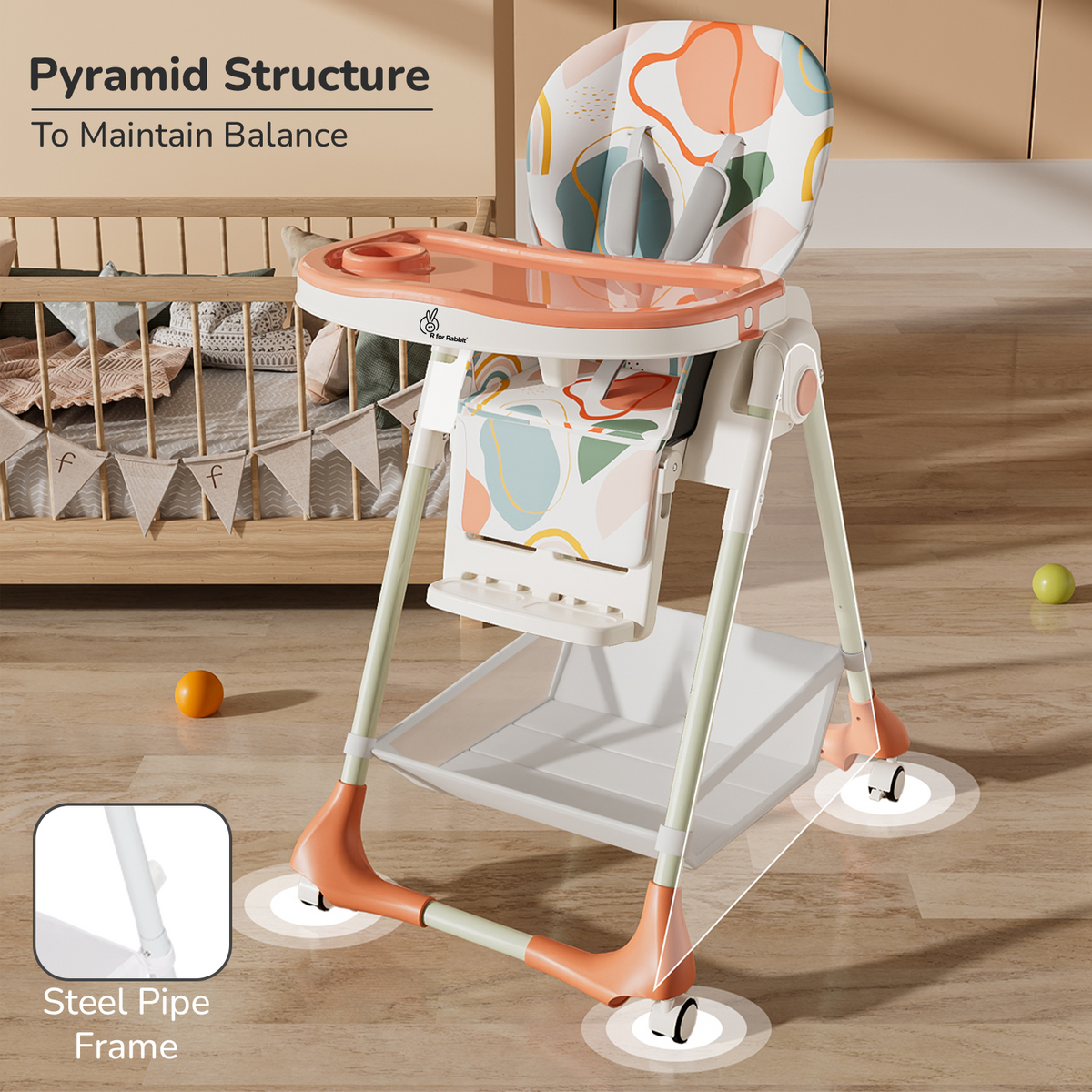 R For Rabbit High Chair Marshmallow Abstract Peach