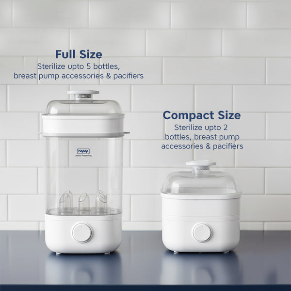 Hopop 2-in-1 Baby Bottle Steam Sterilize Compact & Travel-Friendly – White
