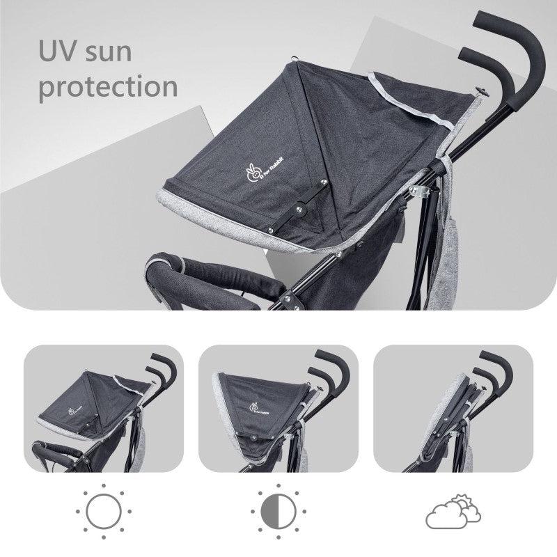 R for Rabbit Stroller Pixie Black Grey