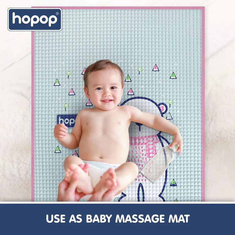 Hopop Multipurpose Baby Massage Mat & Waterproof Diaper Changing Mat Bear Blue