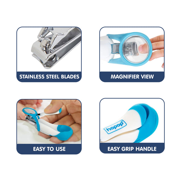 Hopop Baby Nail Clipper with Magnifying Zoom Lens Newborn+ – Blue