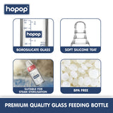 Hopop Premium Slim Neck Glass Feeding Bottle – 125ml BPA-Free