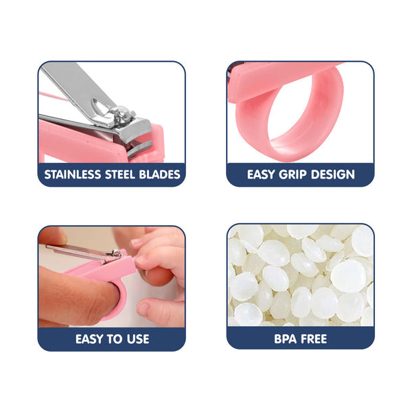 Hopop Baby Nail Clipper With Finger Grip Pink