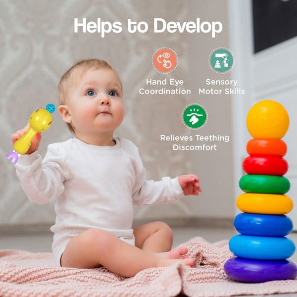 R for Rabbit Teethers and Rattles Jingle Safari Rattles (Pack of 5) Multicolor