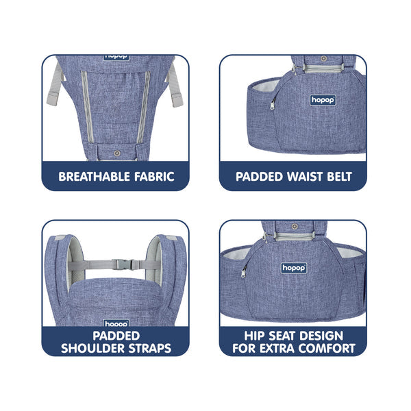 Hopop Elite 5 in 1 Hip Seat Baby Carrier - Blue