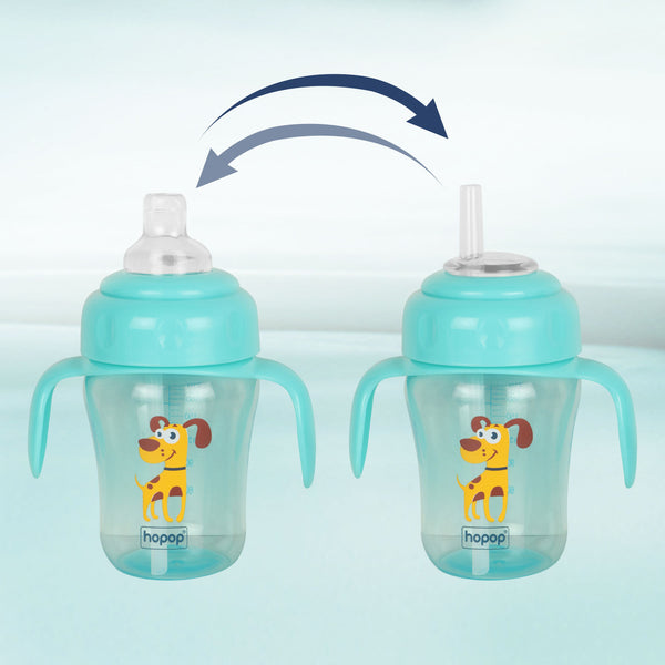 Hopop Spill-Proof Sipper Cup with Spout & Straw 210 ml Blue