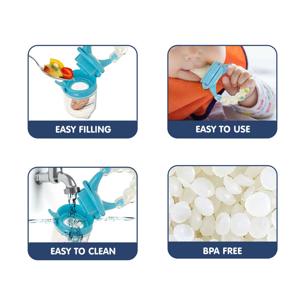 Hopop Food & Fruit Nibbler For Fruit And Veggies - Blue & White