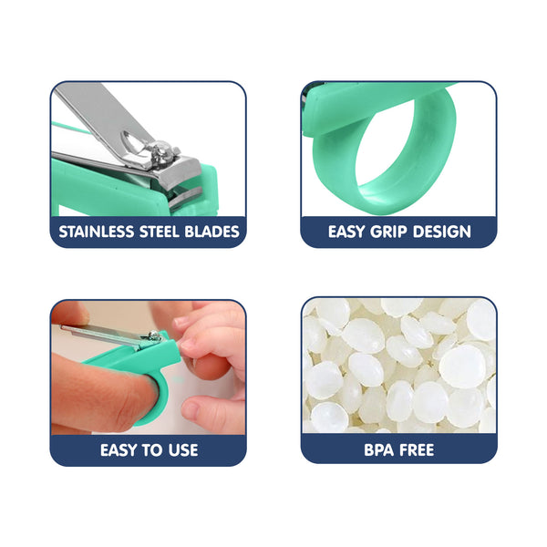 Hopop Baby Nail Clipper Cutter with Finger Grip Green