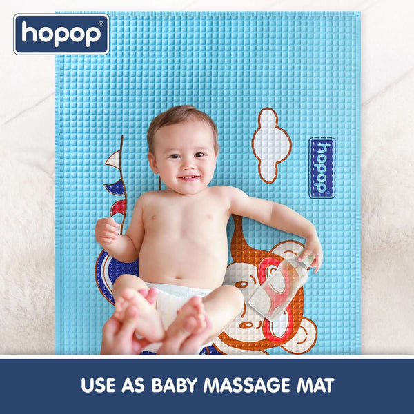 Hopop Multipurpose Baby Massage Mat Waterproof Diaper Changing Mat Plane – Blue