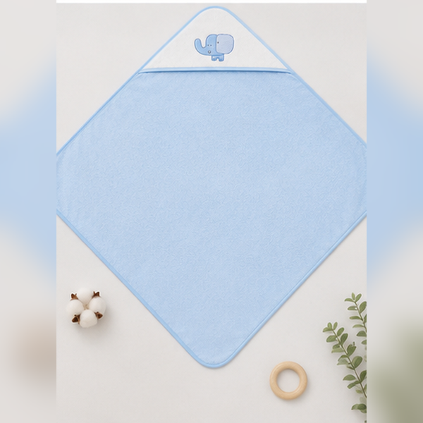 Babiano Soft & Absorbent Elephant Baby Hooded Towel – Blue