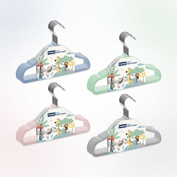 Hopop Non-Slip Velvet Baby Clothes Hangers Pack of 6 Pink