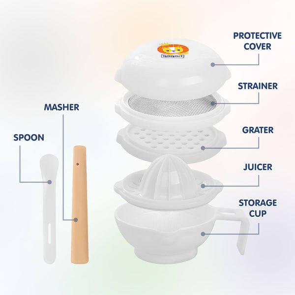 Hopop 5 in 1 Manual Baby Food Maker & Processor 4M+