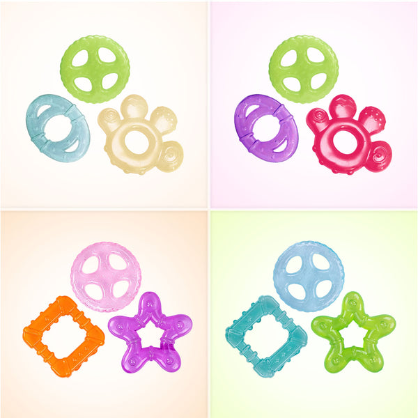 Hopop Multi-Textured, Water-Filled Cooling Teether – Pack of 3 - Assorted