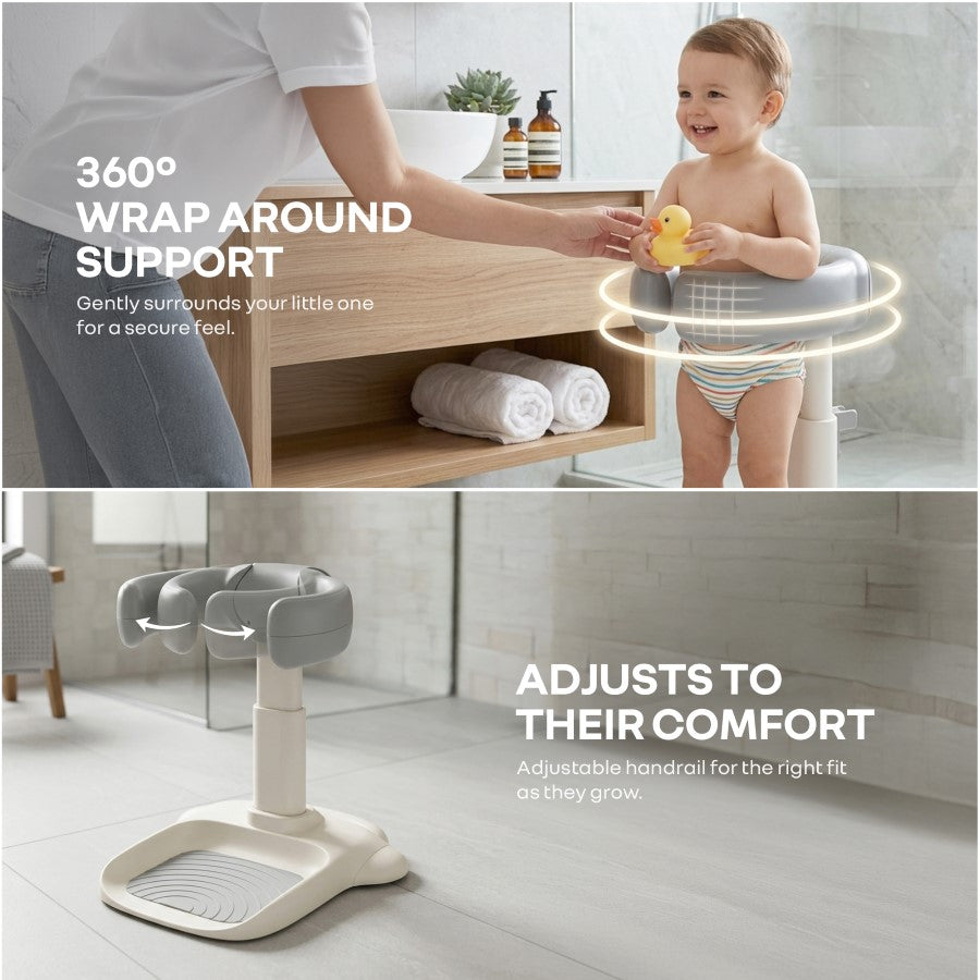 R for Rabbit Fun Time Aqua Hug 9–36M Up to 20kg Baby Bath Stand – Metallic Grey