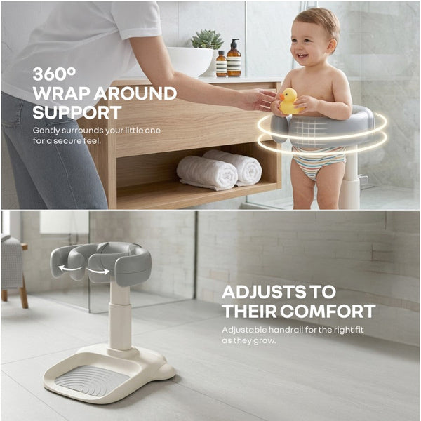 R for Rabbit Fun Time Aqua Hug 9–36M Up to 20kg Baby Bath Stand – Metallic Grey