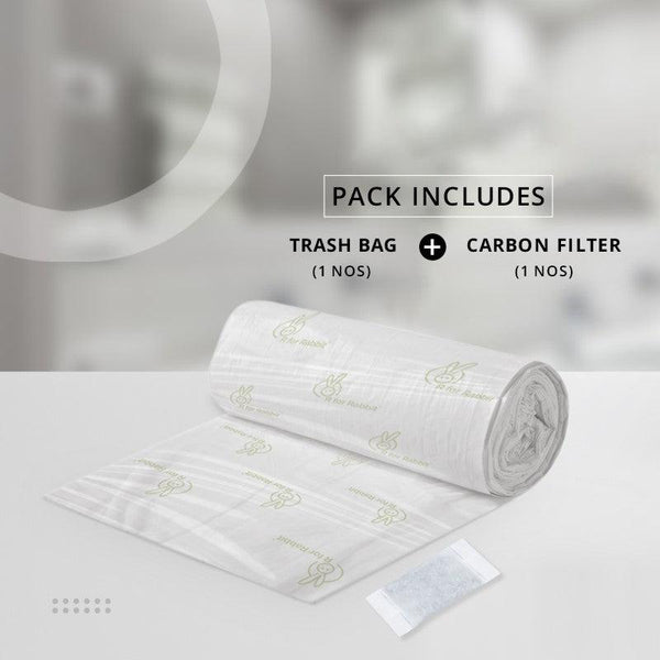 R For Rabbit Diapering (Bin) Biodegradable Trashbag With Carbon Filter-Pack Of 2 White