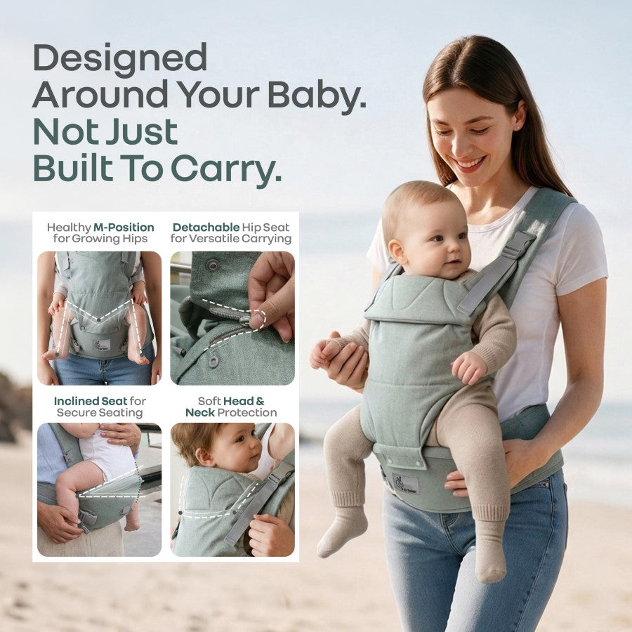 R for Rabbit Solo Wrap Comfy 5-in-1 Baby Carrier 4–36M Up to 20kg – Light Sage Green