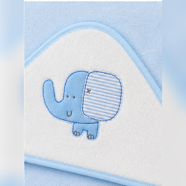 Babiano Soft & Absorbent Elephant Baby Hooded Towel – Blue