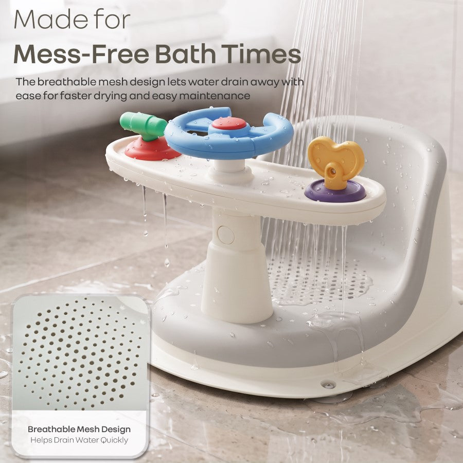 Baby Bath Seat R for Rabbit Fun Time Cozy 2 in 1 6M+ Up to 15kg Baby Bath Seat – Grey Ivory