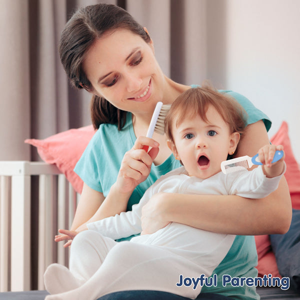 Hopop Natural Bristle Comb & Brush Set - Red Blue