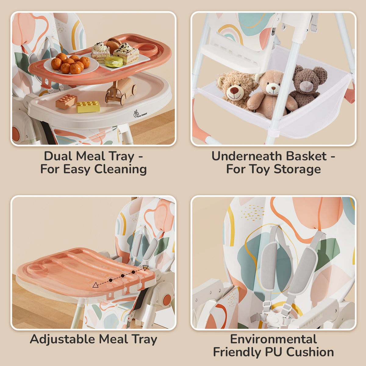 R For Rabbit High Chair Marshmallow Abstract Peach