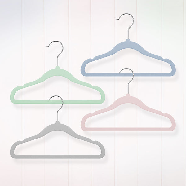 Hopop Non-Slip Velvet Baby Clothes Hangers Pack of 6 Pink