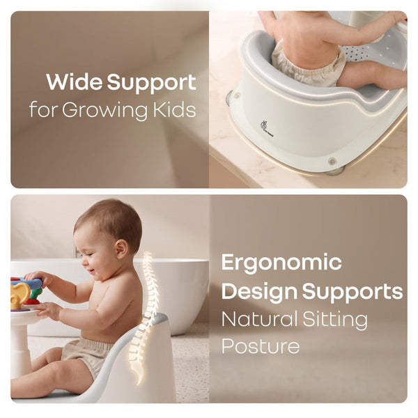 Baby Bath Seat R for Rabbit Fun Time Cozy 2 in 1 6M+ Up to 15kg Baby Bath Seat – Grey Ivory