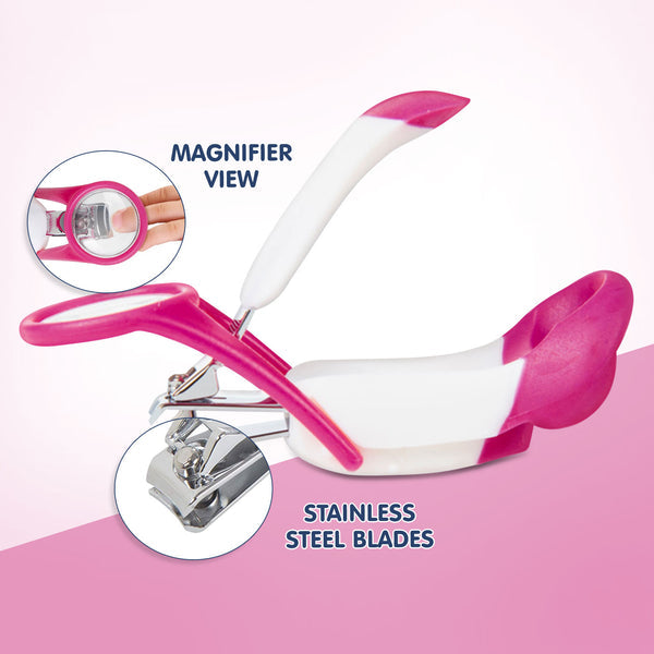 Hopop Nail Clipper with Magnifying Lens - Pink