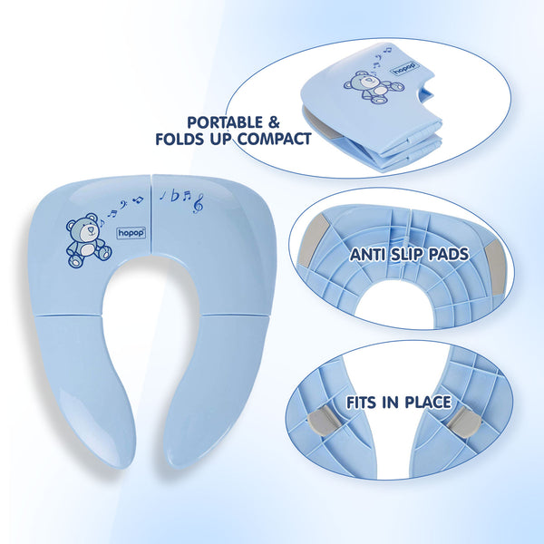 Hopop Foldable Travel Potty Seat for Kids 6M-4Y Blue