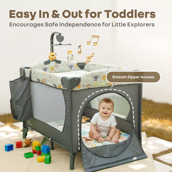 R For Rabbit Hide N Seek Multiplay Cot - Black Multi