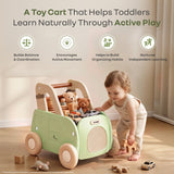 R for Rabbit Kiddie Kart Ride-On & Push Walker 4 in 1 0–3Y Up to 20kg – Green Beige