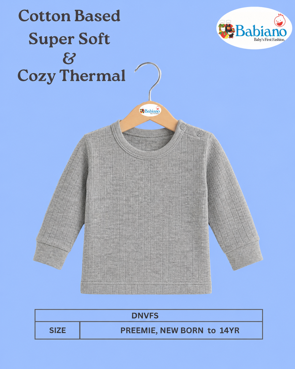 Babiano Round Neck Full Sleeve Winter Thermal Grey