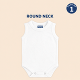 Hopop Baby Cotton Round Neck Sleeveless Romper Pack of 1 - White