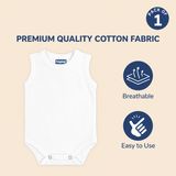 Hopop Baby Cotton Round Neck Sleeveless Romper Pack of 1 - White