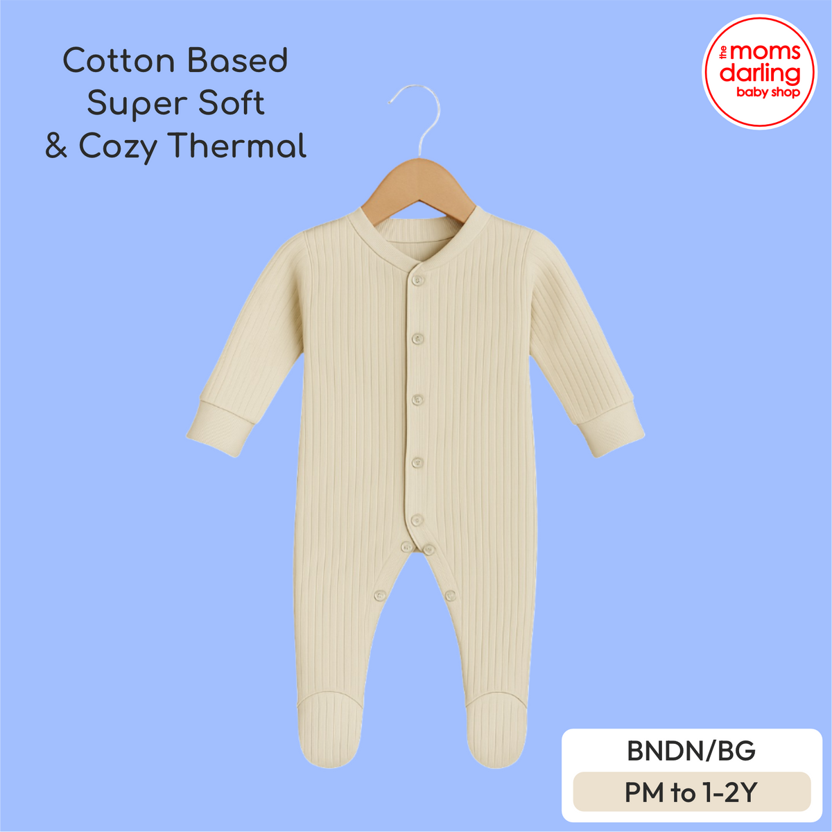 Babiano Cotton-Blend Thermal Babygrow Romper - Cream