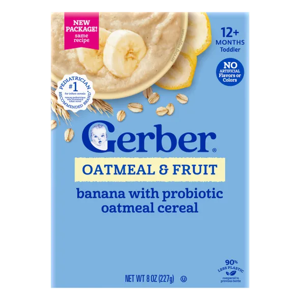 Gerber Probiotic Cereal Oatmeal Banana Infant Cereal – 8+ Months