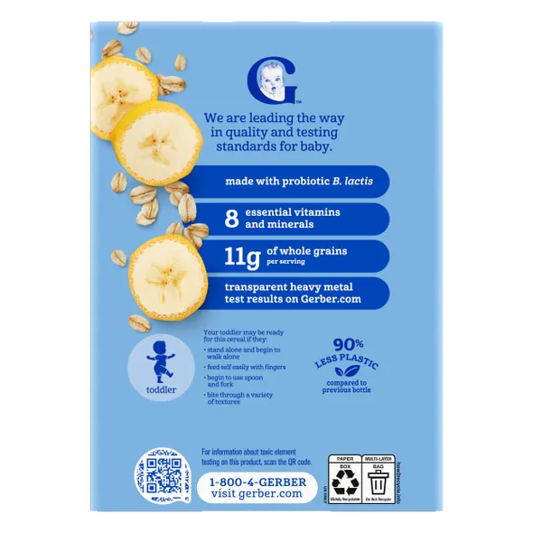 Gerber Probiotic Cereal Oatmeal Banana Infant Cereal – 8+ Months