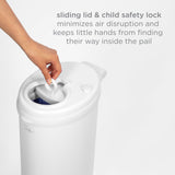 Ubbi Stainless Steel Diaper Pail with Child Safety Lock - Matte White