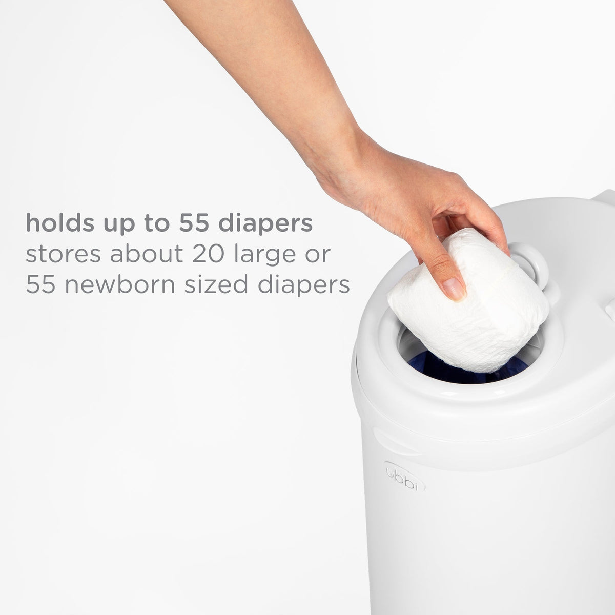 Ubbi Stainless Steel Diaper Pail with Child Safety Lock - Matte White