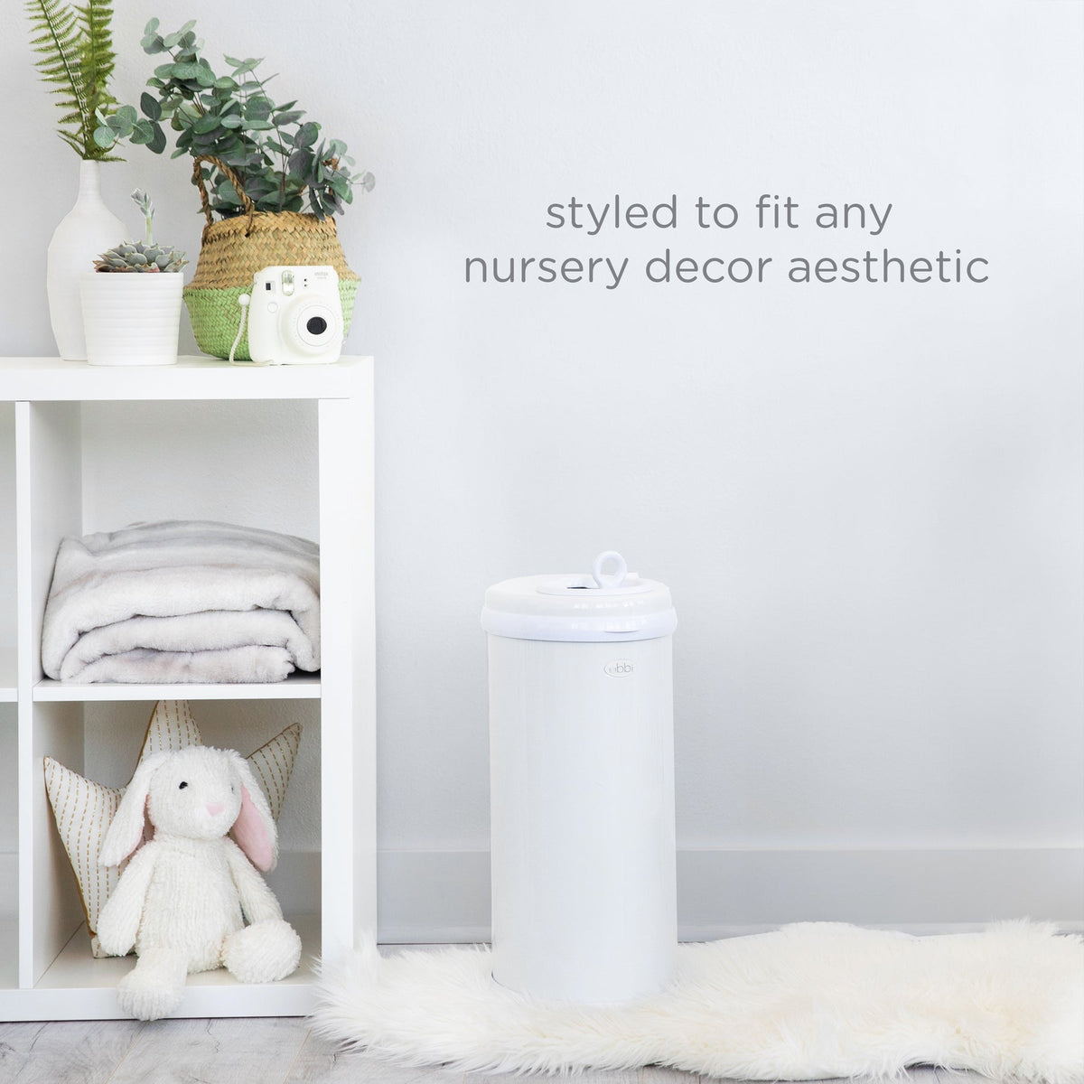 Ubbi Stainless Steel Diaper Pail with Child Safety Lock - Matte White