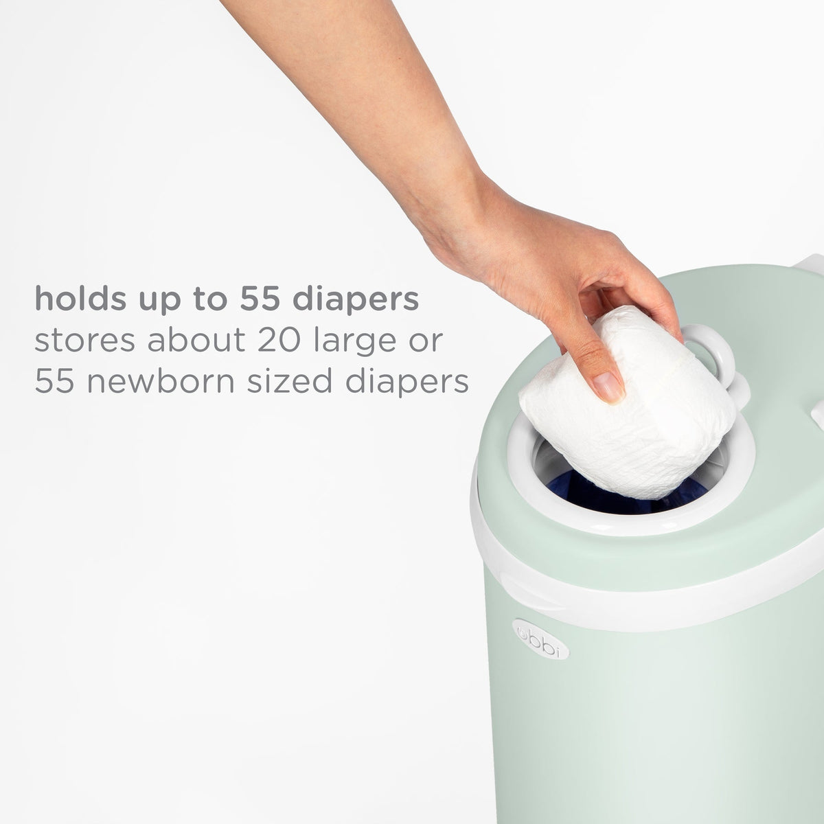 Ubbi Stainless Steel Diaper Pail with Child Safety Lock - Sage