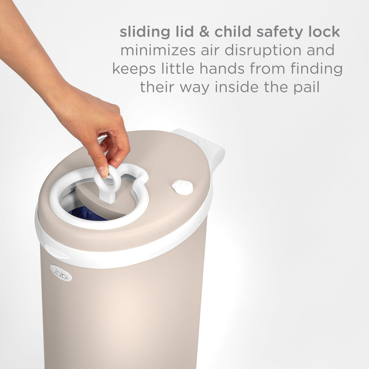 Ubbi Stainless Steel Diaper Pail with Child Safety Lock - Taupe