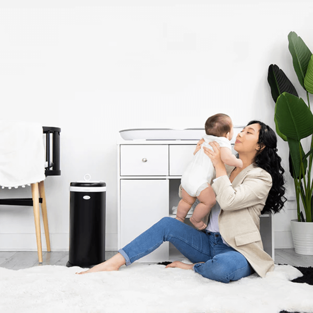 Ubbi Stainless Steel Diaper Pail with Child Safety Lock - Matte Black