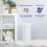 Ubbi Stainless Steel Diaper Pail with Child Safety Lock - Open Water