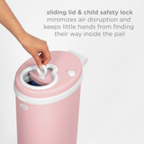 Ubbi Stainless Steel Diaper Pail with Child Safety Lock - Matte Pink