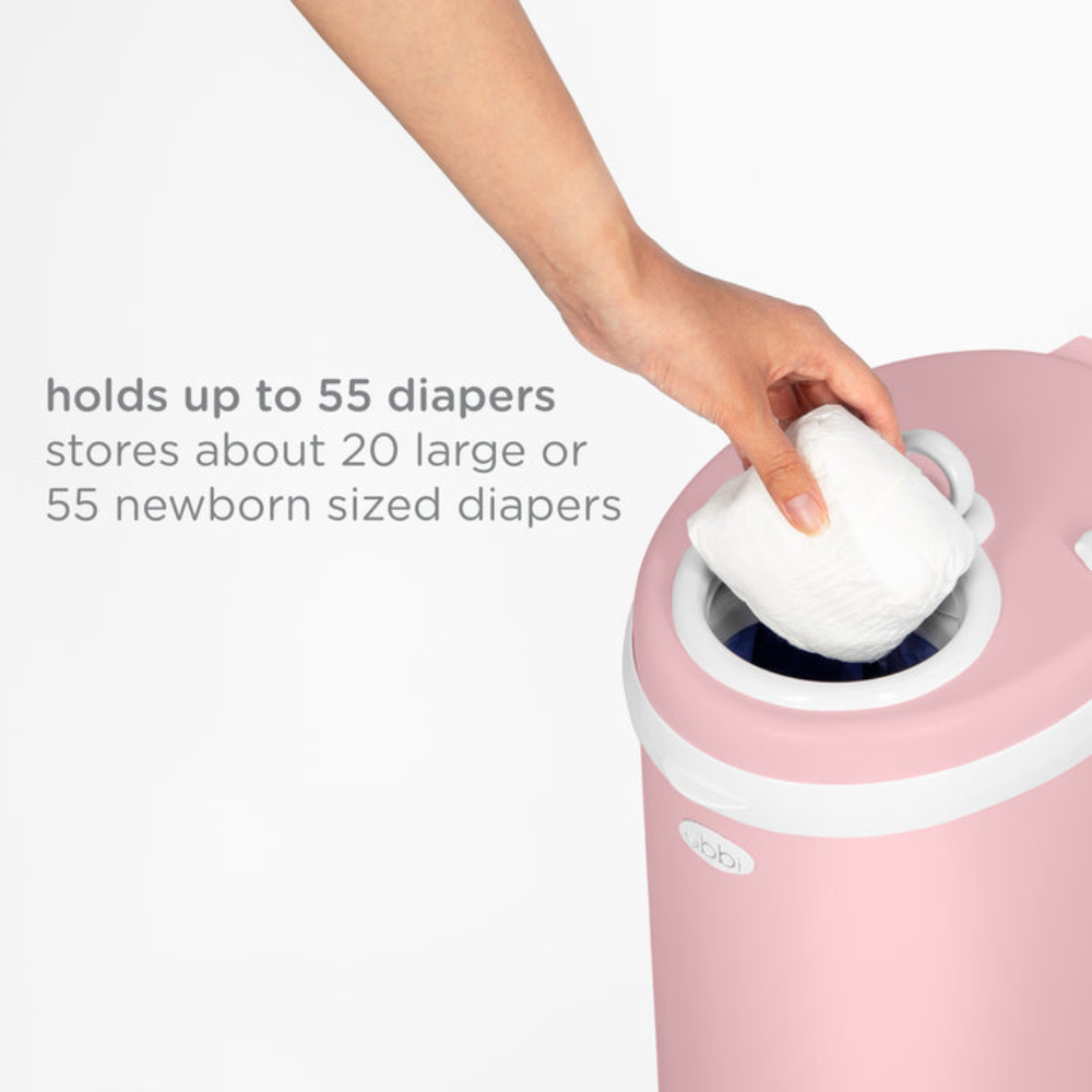 Ubbi Stainless Steel Diaper Pail with Child Safety Lock - Matte Pink