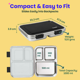 Basil Bento Neo 3-Compartment Lunchbox 1000 ml Black