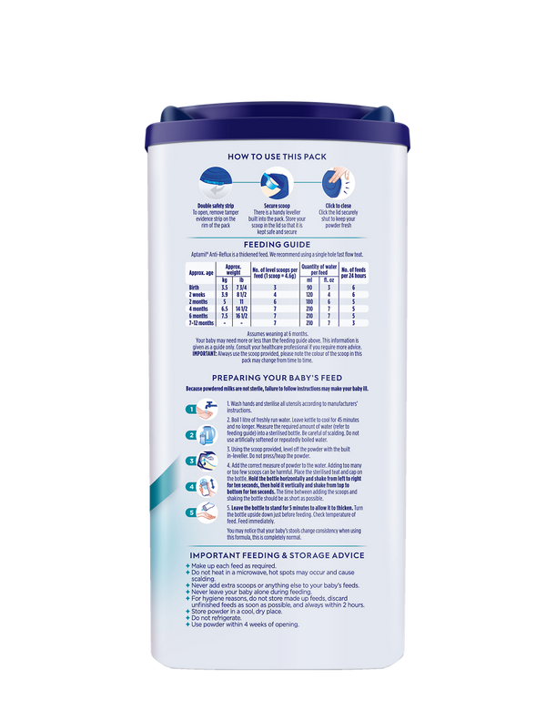 Aptamil Anti-Reflux Formula – From Birth to 12 Months, 800g