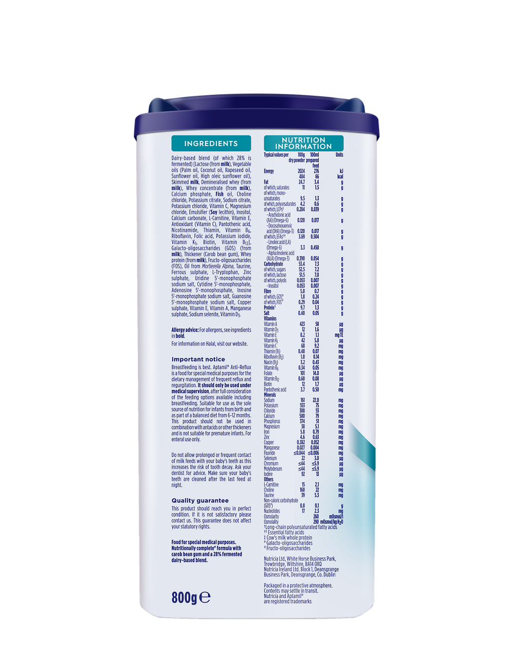 Aptamil Anti-Reflux Formula – From Birth to 12 Months, 800g