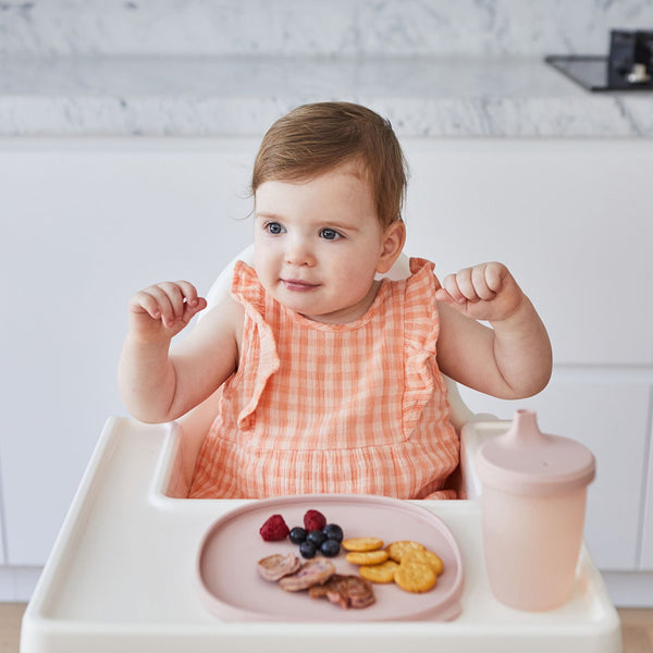 b.box Silicone Suction Plate with Lid – Blush Pink